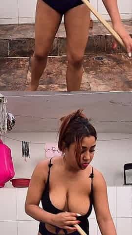 I'm Your Cleaning Whore and You'll See My Big Tits While I Clean the House.