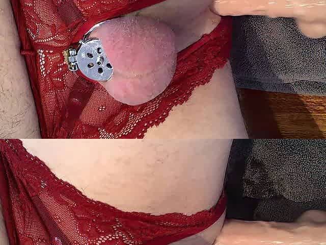 9" sex-toy on my banging machine whilst in flat chastity
