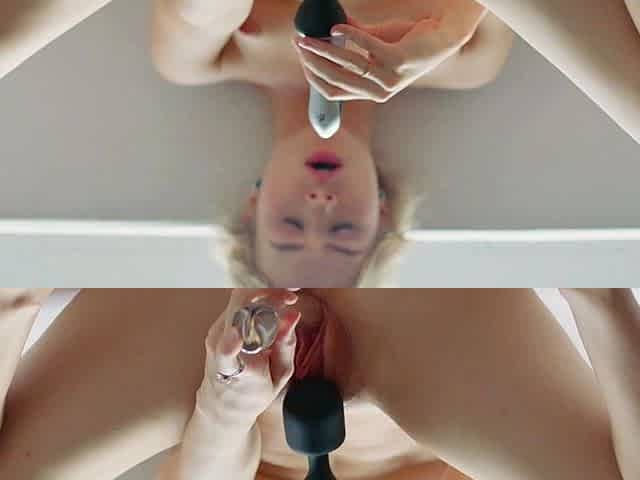 Blonde teen vicki toy fuck her shave sex holes