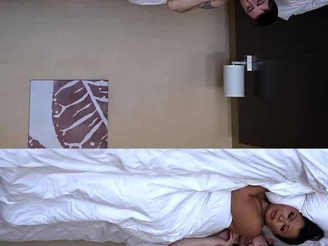 Stepmom and Stepson share hotel bed
