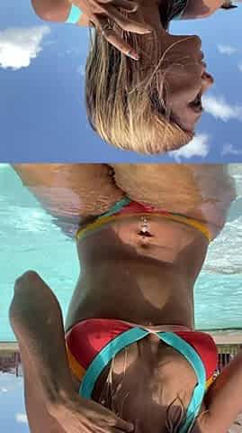 Perfect blond making solo masturbation