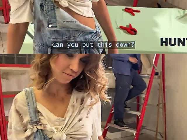 HUNT4K. Elena Vedem performed a sex show for her coworkers