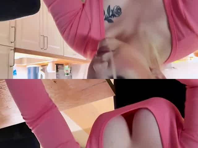 Big tiddied blonde cleaning lday cleans my dick with her mouth and pussy