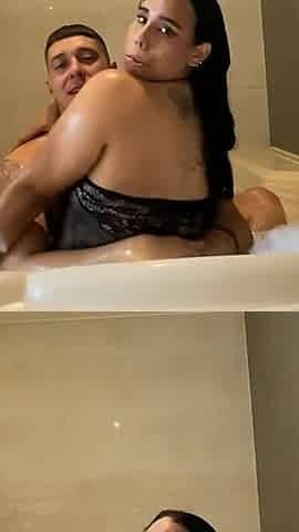 Big Ass in Suit Giving Sitting to Her Lover in the Homemade Tub