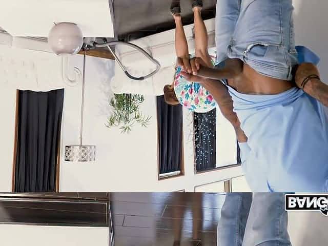 Black guy fucks GF's sexy cleaning mommy in short skirt Syren De Mer