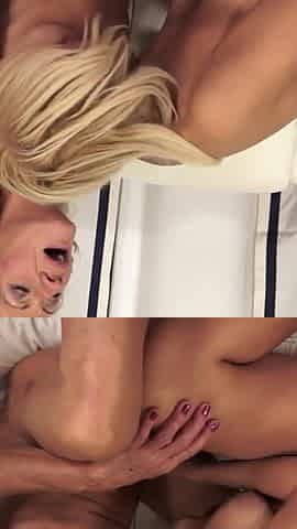 Mature and blonde working their scissors