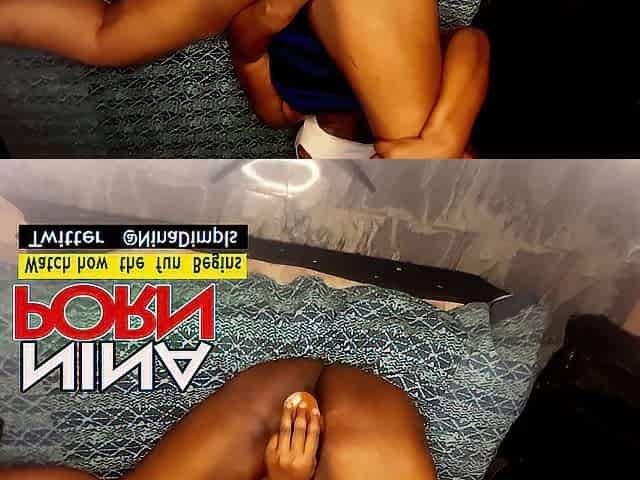 Corpulent Black model playing with her vagina with her dido