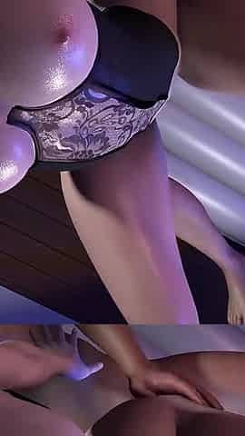 Hot Girl With Green Hair Rides Cock on Top in Lingerie - 3D Porn