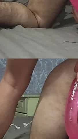 Double Anal Dildo Masturbation
