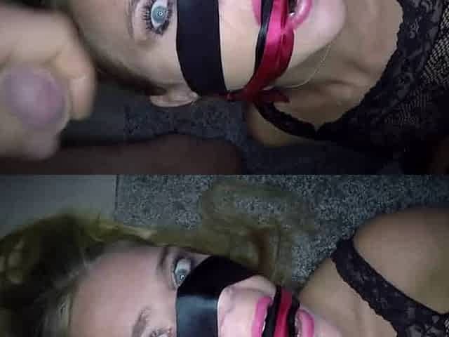 Blonde Babe Enjoys Cumshot in Her Eye