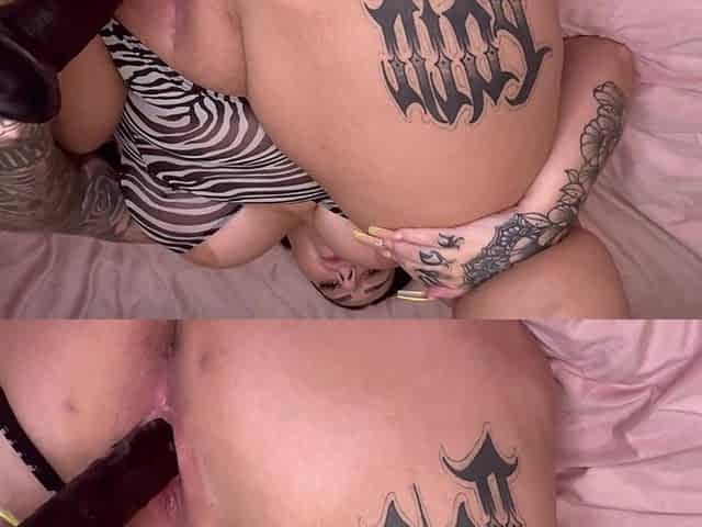 Sloppy Blowjob on BBC Dildo and Solo Masturbation
