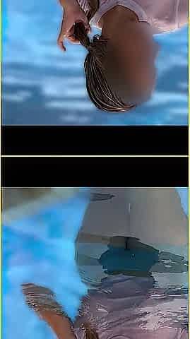 Wifey moist shirt in the pool with ideal braless breasts