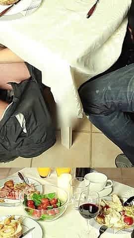 Public Extreme! Hot Licking and Fucking Orgy in a Restaurant