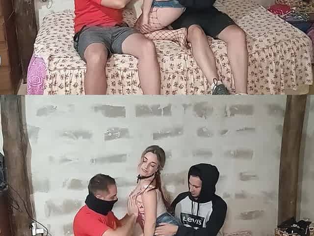 Surprise Threesome with My Ex-boyfriend and His Best Friend. They Fill My Face with Cum