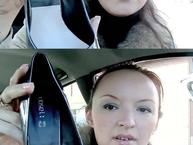 Revving and Driving in Ebony Hose and Grey High Heels