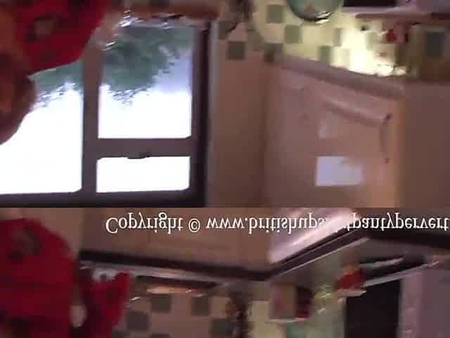 British Rosemary does booty to throat in her kitchen.