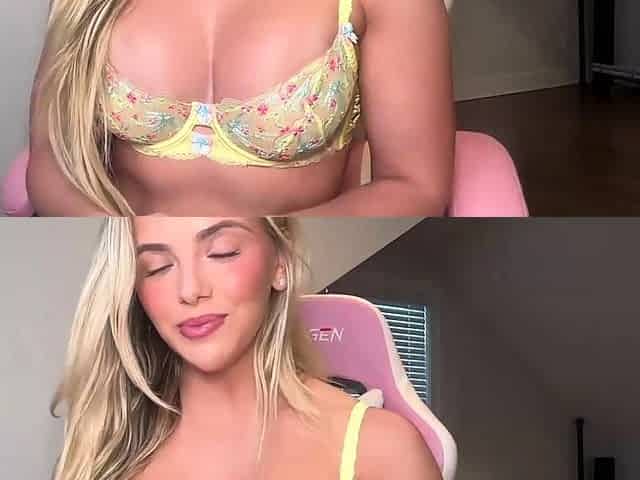 Sexy blonde pee fetish hottie drips pee on her busty body