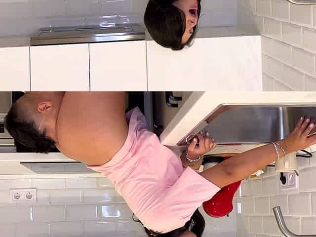 My roommate and I woke up horny and fucked in the kitchen