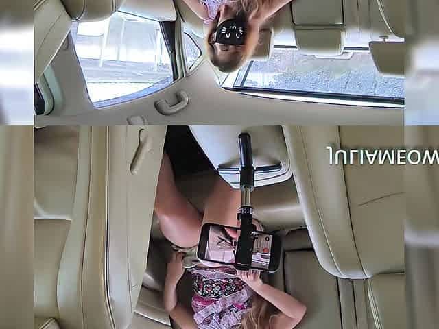 Risky Car Wash Striptease: Exhibitionist mother I'd like to fuck Fully Bare in Public