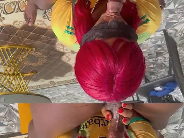 A greedy ebony woman devours that rod like a banana