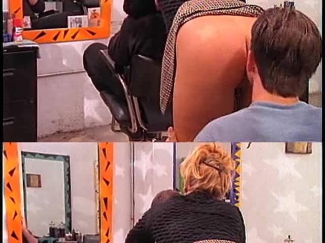 Blonde hairdresser attacked by a couple of pussy craving men