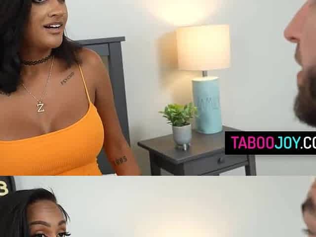 Breasty black stepsis gets her vagina pounded from behind