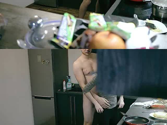 Golden-haired screams in orgasms whilst cooking, sexually excited chap gives her creampie on ovulation