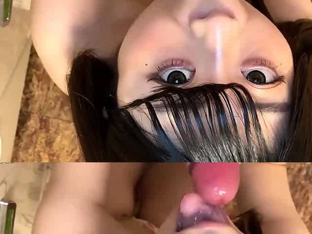 Small tit tan amateur gives a blowjob