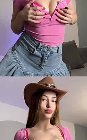 Young Blonde Flashes Wet Pussy Under Denim Skirt and Dances