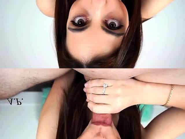 Busty brunette babe tease you with her big boobs