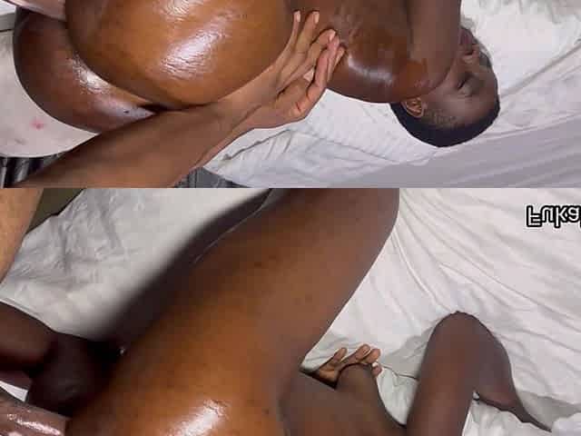 Sweet Chocolate Teen Babe Fucks Big Cock Boyfriend on First Visit to His House Without Condoms