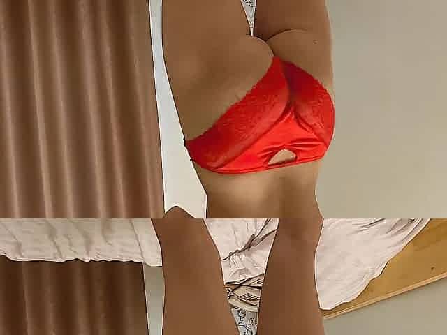 Large booty with red panty hotty workout