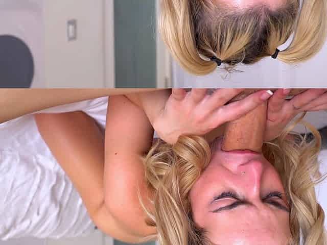 Sexy blonde teen blowjob and gangbanged then creampied