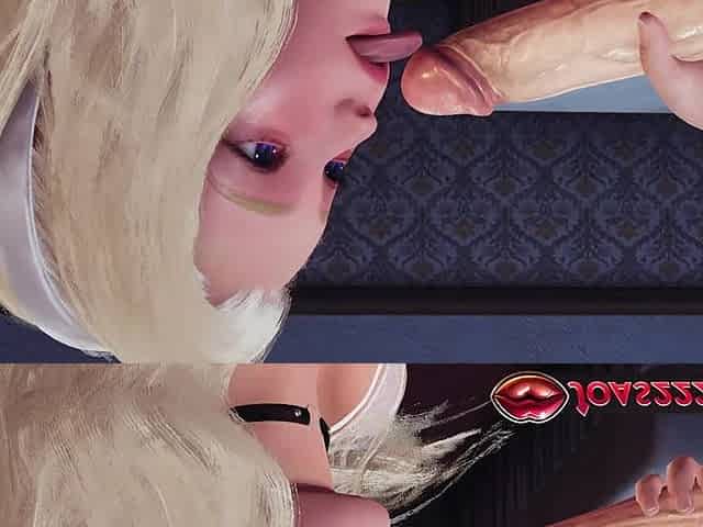 Hot Blonde Anna in Pantyhose - Frenulum Licking Fetish and Glans Teasing, Intense No Hands Blowjob with Close-up Pussy Views