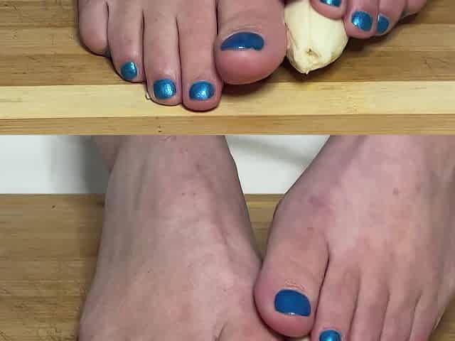 Bawdy play with a banana underneath my feet