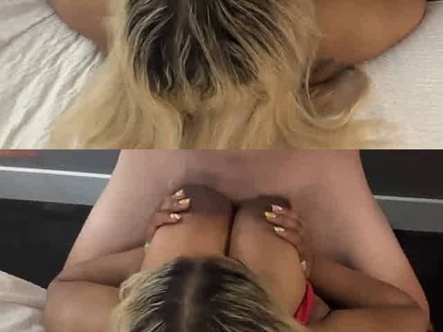 Riya Racks Blowjob Titfuck In Red Lingerie