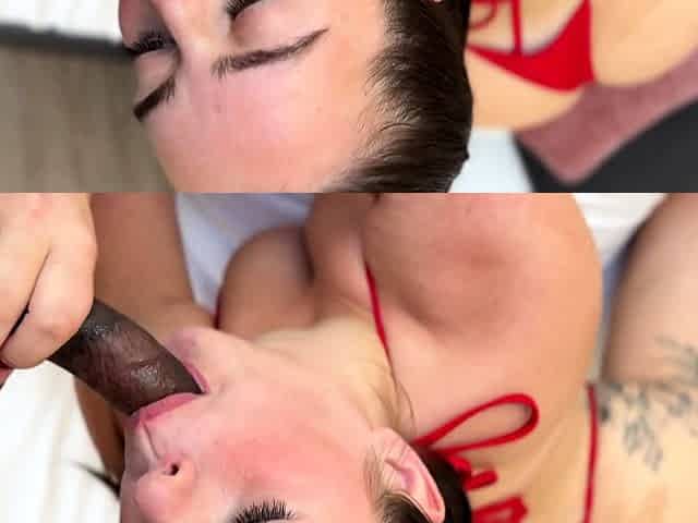 HD POV shaved brunette fucking your big cock