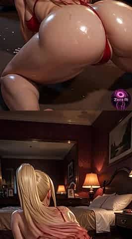 Hotel Visit in Red Strap Bikini