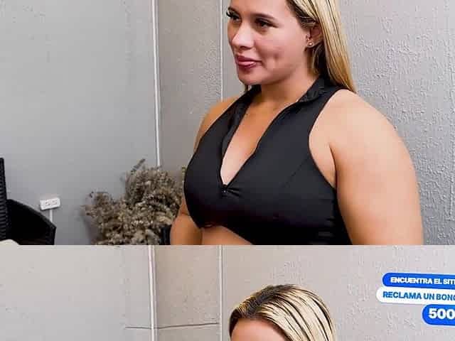 Slut Blondie GYM Trainner Have hard sex with BBC guy, Karen Sleent, David Bander