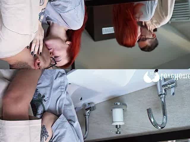 Drilling a slutty redhead roommate in the shower