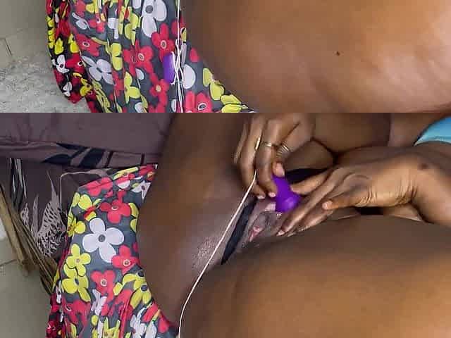 Nice-looking Black Gets Her Kick with a Large Rod in Her Constricted Vagina