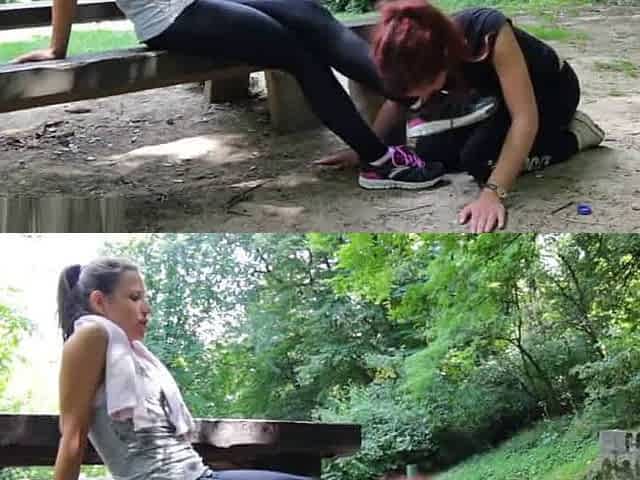 Workout feet worship in public