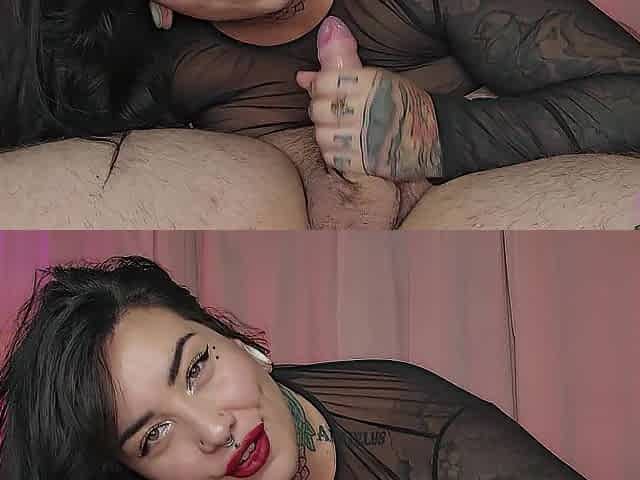 Red Lipped Dahlia Gets a Large Load on her BUSH!