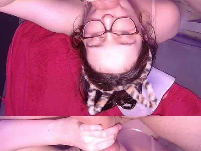 Breasty brunette hair with milky bazookas gets titty screwed and balls in throat