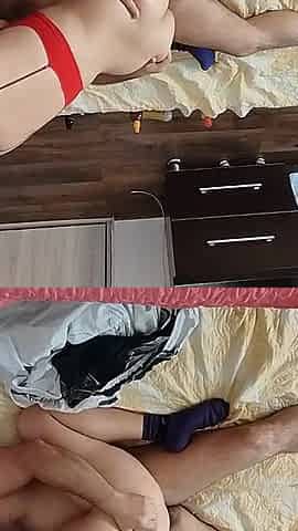 Crazy Sex in the Bedroom with an Amateur Couple. Wife with Big Ass, Big Tits, Hairy Pussy.