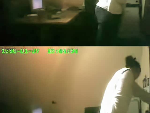 Raunchy security cam masturbation from the office cutie