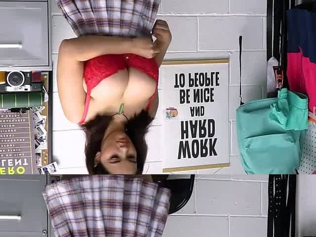 Hot busty girl with huge tits and ass got caught shoplifting and wanted to settle it with no police by offering her body to secu