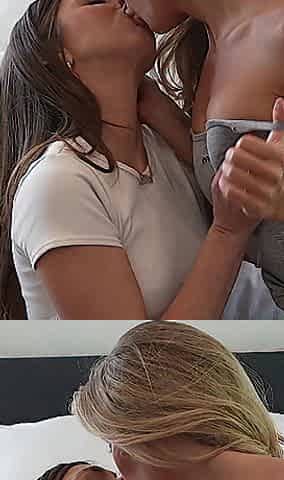 BONNIE BLUE & RILEY REID kiss in advance of SCREWING A FAN