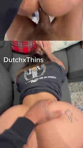 BBC Neighbour Rails Small Large Butt Latin chick on Daybed (POV EJACULATION)