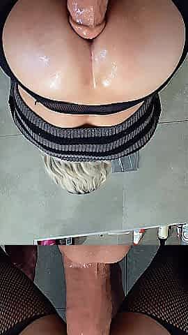 Sissy bounces on monster schlong in the shower